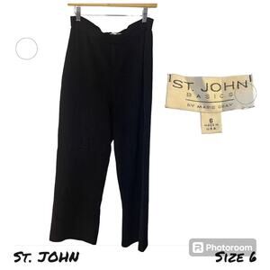 ST. JOHN Basics Black Academia Quite Luxury Knit High-Waisted Wide Leg Pant 6